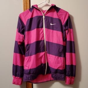 Women's Pink and Purple Nike Windreaker Full-Zip Jacket (Small)